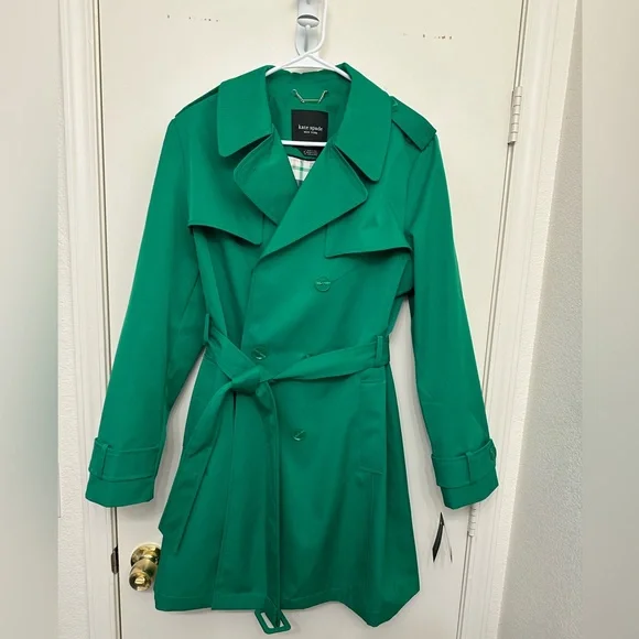 Kate Spade Vibrant Green Trench Coat - Picture 1 of 7